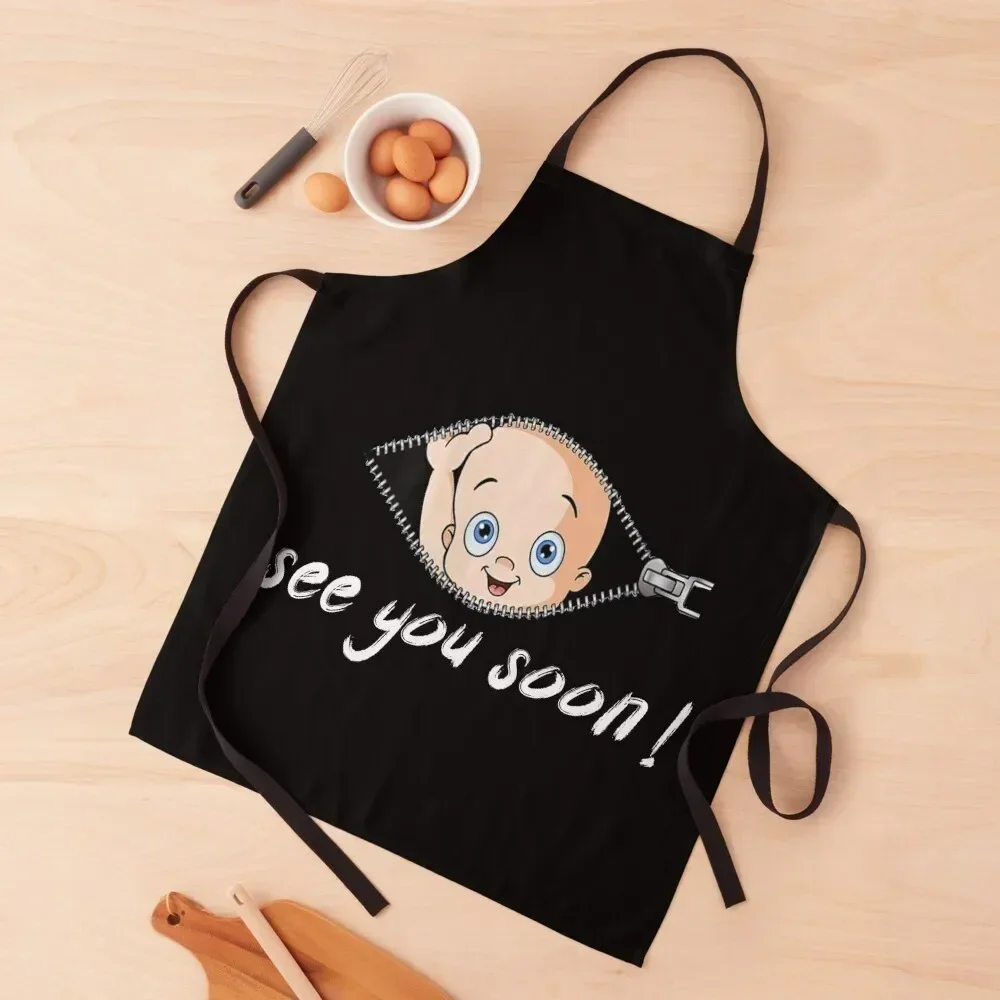 

See You Soon! | Cute Funny Maternity Pregnancy Baby Scoop Neck Top T-Shirt for Pregnant Women Apron Beauty Apron
