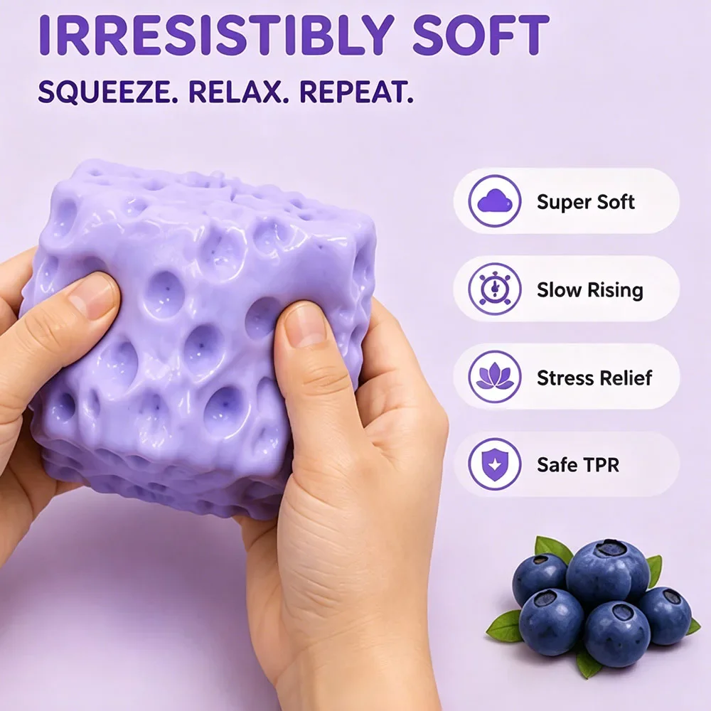 Kawaii Giant Blueberry Cheese Cake Squishy Fake Food Aesthetic Room Desk Decor Ornament Slow Rebound Squeeze Surprise Present