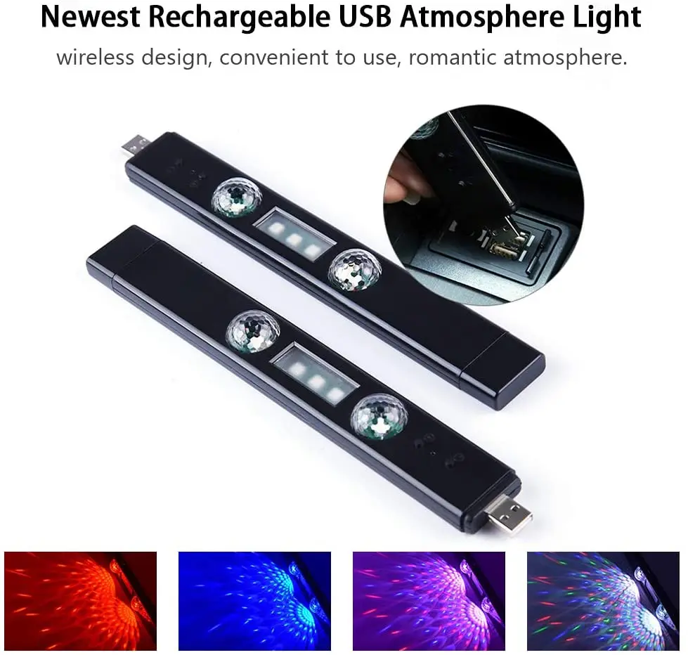 Car Interior Ambient Lights USB Rechargeable LED Starry Projector Light Wireless Atmosphere Decoration Lamp Party Light For Home