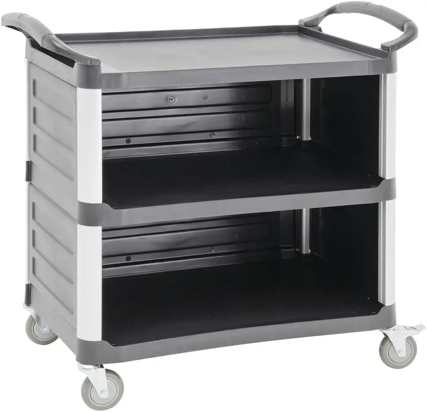 HUBERT Service Cart with Open Front Black Plastic - 38 1/2