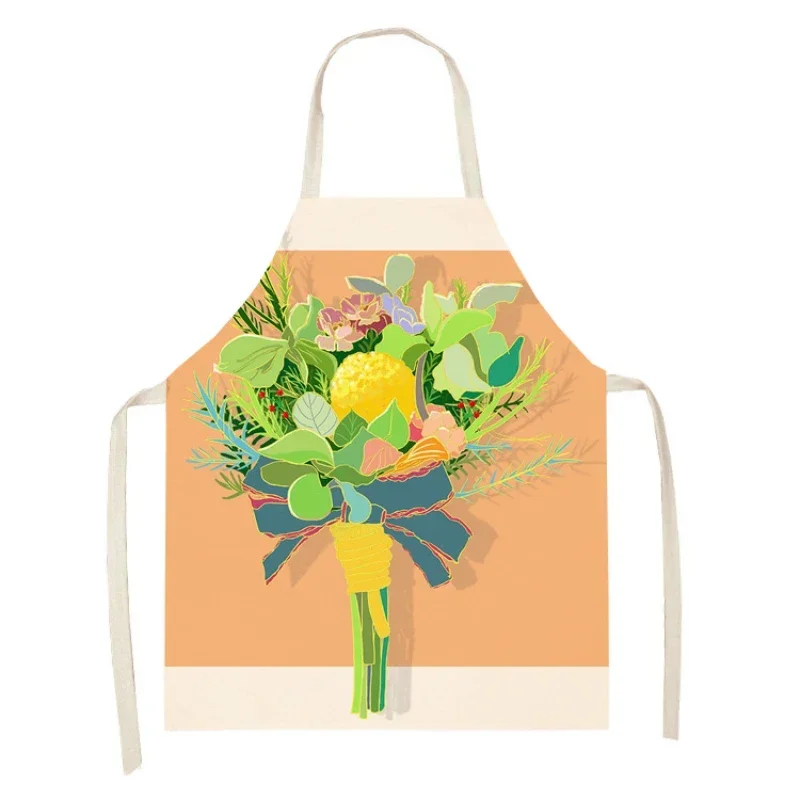 Simple Fresh Floral Pattern Oil-proof Hand Wiping Sleeveless Apron Daily Household Cleaning Home Decor Kitchen Baking фартук