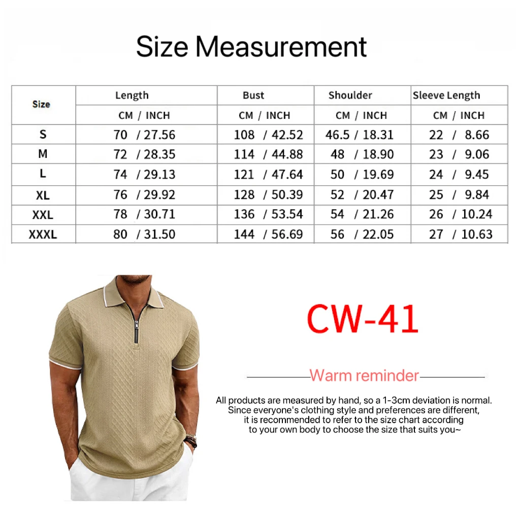Sommer Herren Casual Business Kurzarm 9-Farben Jacquard 1/4 Reißverschluss Poloshirt | Strukturiertes Polo-Top mit Reißverschluss und kurzen Ärmeln – Detail 2