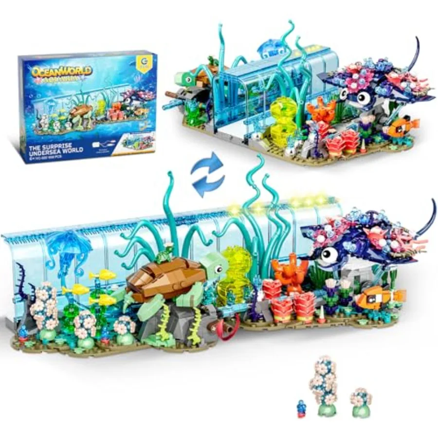 

Набор строительных блоков для аквариума, совместимый с Lego, креативный складной конструктор в 2 стилях, игрушки-конструкторы с морскими рыбами и животными
