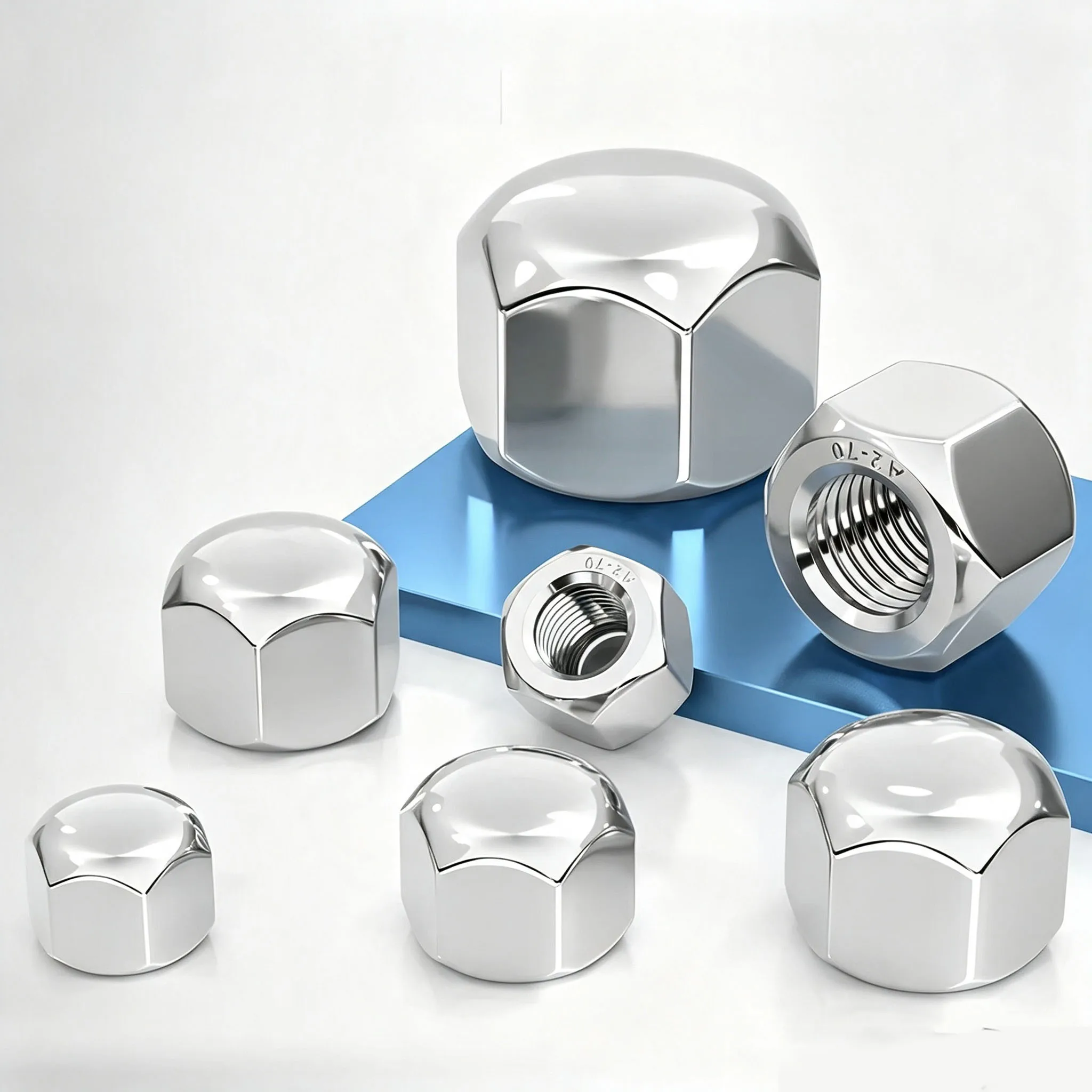 304 Stainless Steel Short Acorn Nut DIN917 Hexagon Blind Dome Cap Nut M3~M16 Mechanical Decorative Fasteners