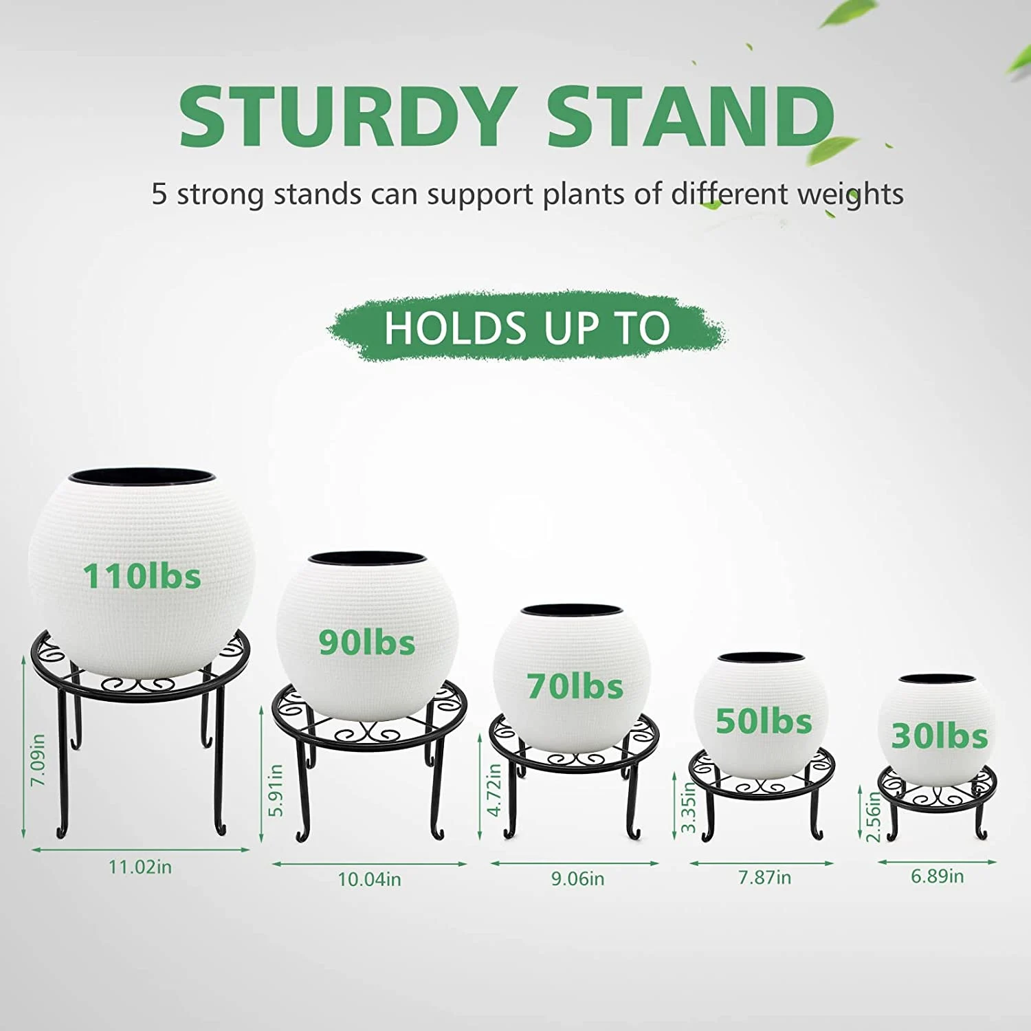 ABSS-5 Pack Metal Plant Stand Heavy Duty Flower Pot Stands For Outdoor & Indoor Plants , Rustproof