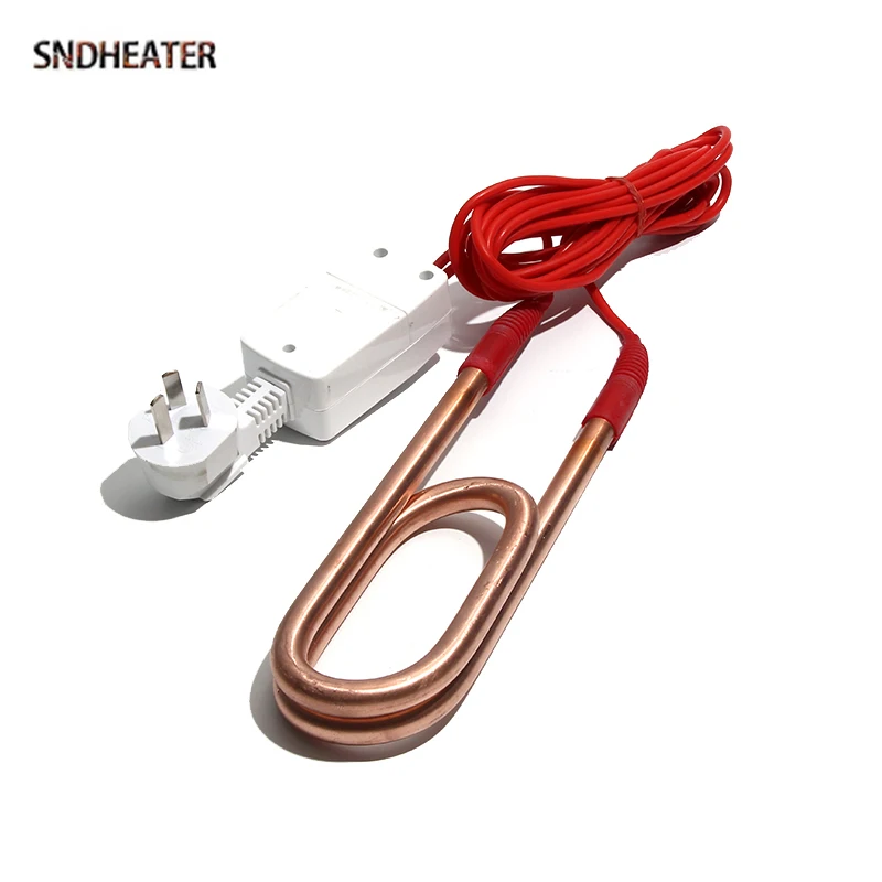 SNDHEATER 220V Electric Immersion Water Heating Element Double U Home Appliance 2.5KW/3KW 201SS Copper with Plug for Indoor Pool