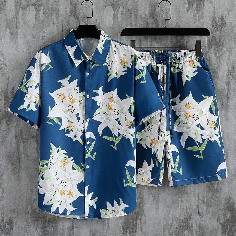 Popular Flowers Plants Leaf Coconut Tree 3D Print Hip Hop Shirt +Shorts Short Sleeve Flip Collar Shirts Half Pants Two Piece Set