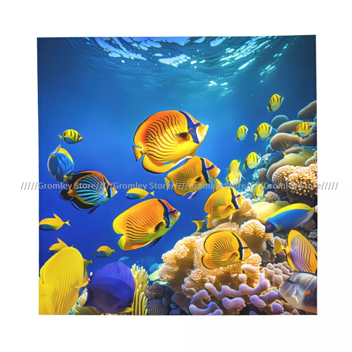 Magnificent Underwater Tropical Ocean Square Scarf Soft Breathable Daily Kerchief