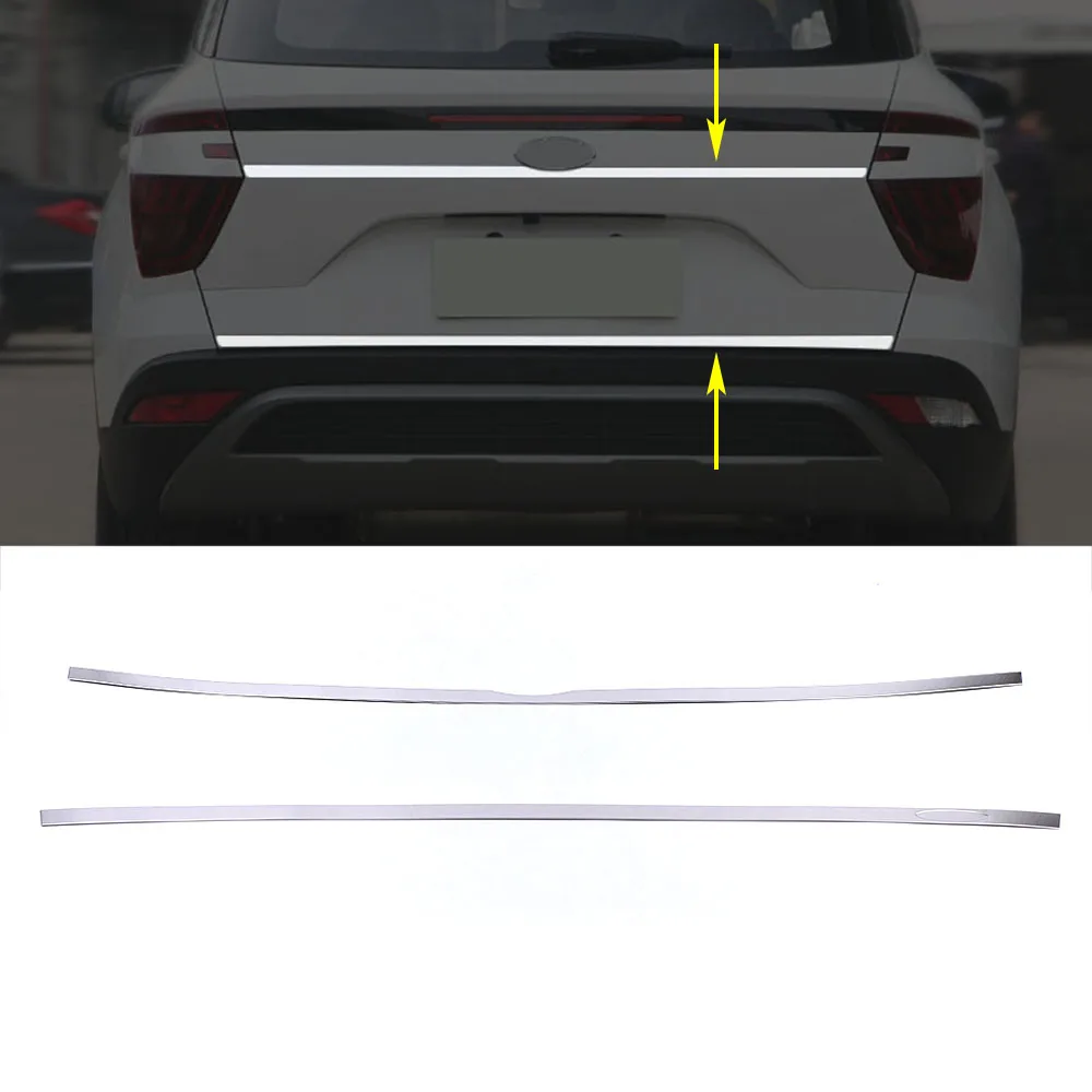 For Hyundai Creta 2020 2021 2022 2023 Car Styling Exterior Part Refit Rear Trunk Tailgate Trim Stainless Steel Chrome Sticker