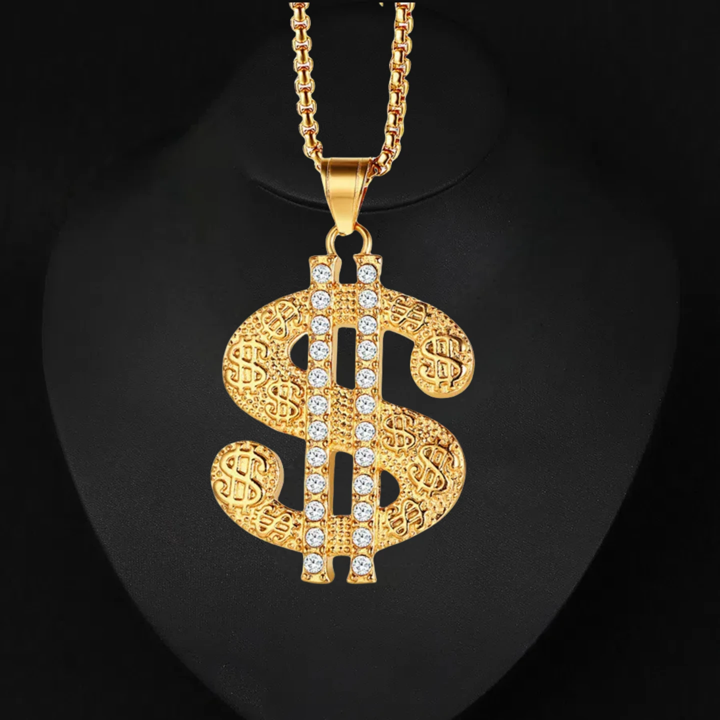 

Hip Hop Iced Out Bing Money Dollar Sign Pendant Gold Color Stainless Steel Rapper Big Necklace for Men Hiphop Chain Jewelry Gift