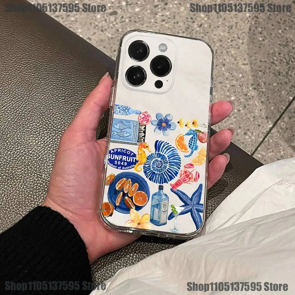 Etui na telefon Aperol Spritz Art do iPhone'a 17, 16, 15, 14, 13, 12, 11 Pro, Max, Plus, X, XS, XR, SE4, E Mini, przezroczyste, miękkie.