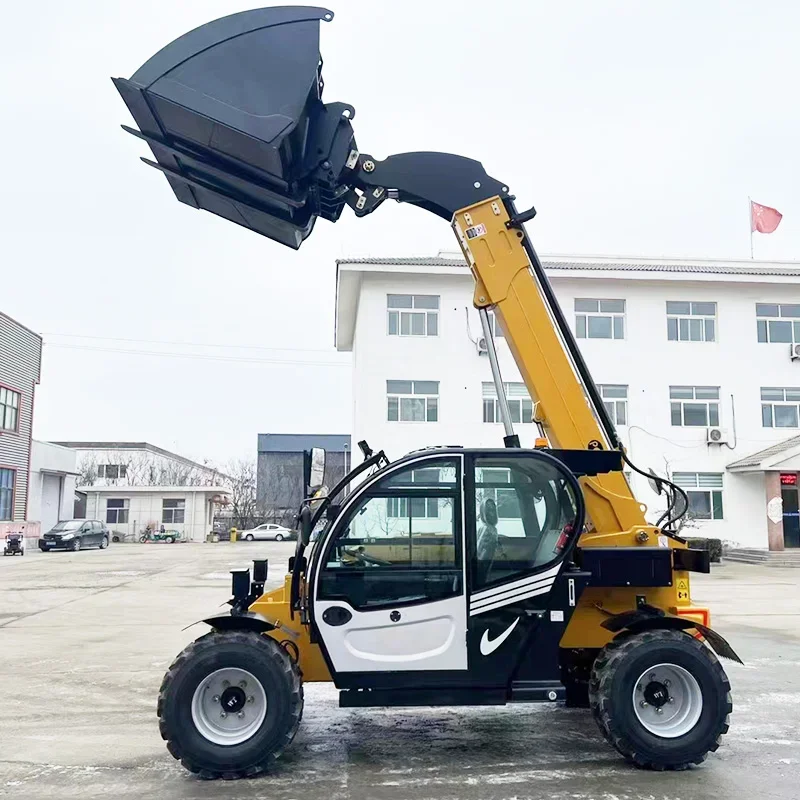 Maximum Lift Height 7000mm Telescopic Handler Manoeuvrability Two-stage Low-profile Telescopic Boom Free Pallet Forks