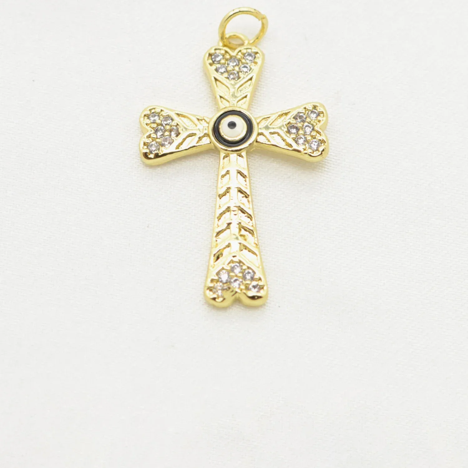 14 Pcs Enamel Evil Eye Cross Pendant for Diy Necklace Bracelet Making Micro Inlay Zircon Brass Plating Jewelry Charms Wholesale
