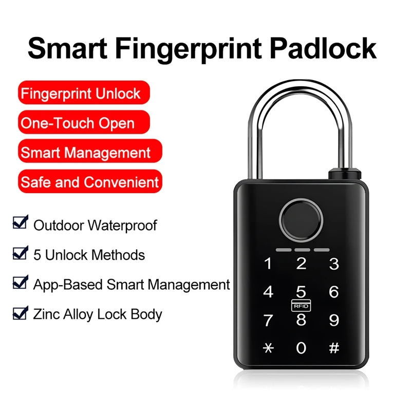 Waterproof Tuya Padlock Password Electronic Lock Keyless Unlock Heavy Duty Padlock for Home House Warehouse Garage