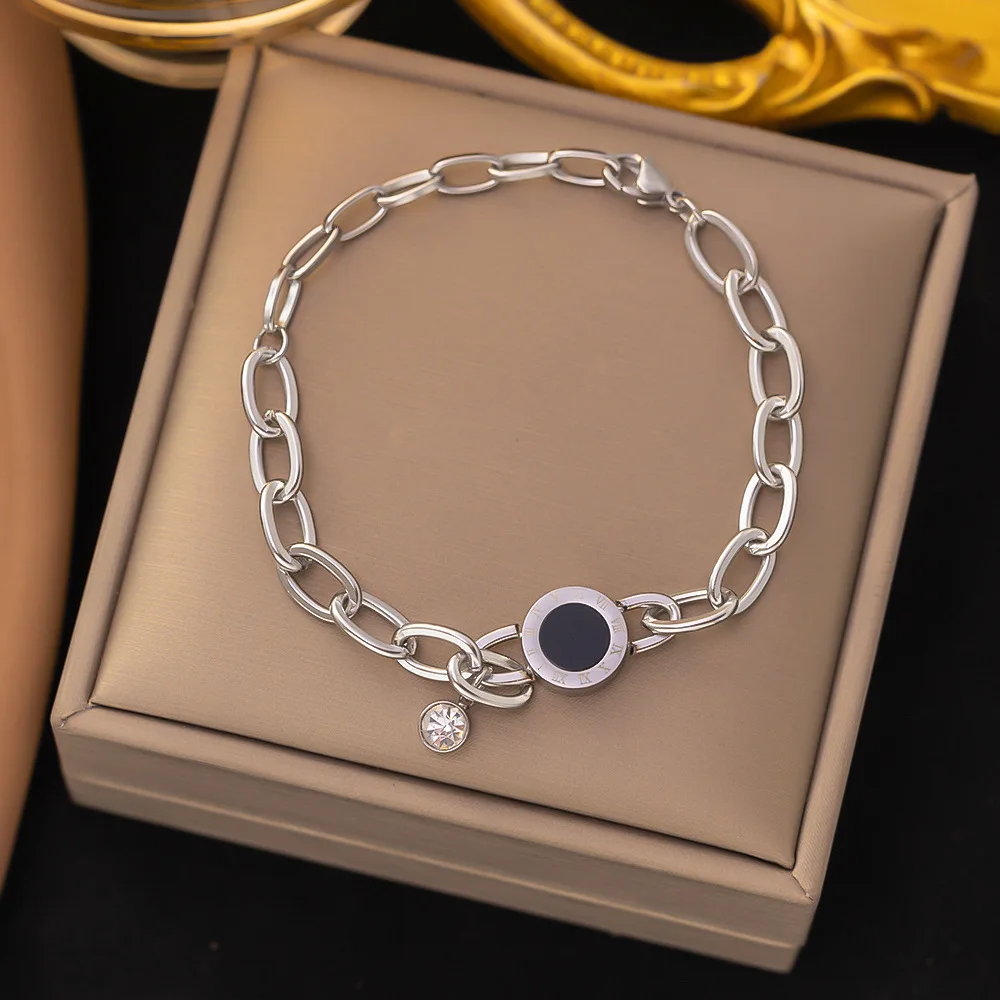 Stainless Steel Steel Color Women\'s Bracelet Love Heart Charm Hand Chain Fashion Trendy Bangle Party Jewelry Gifts New Wholesale