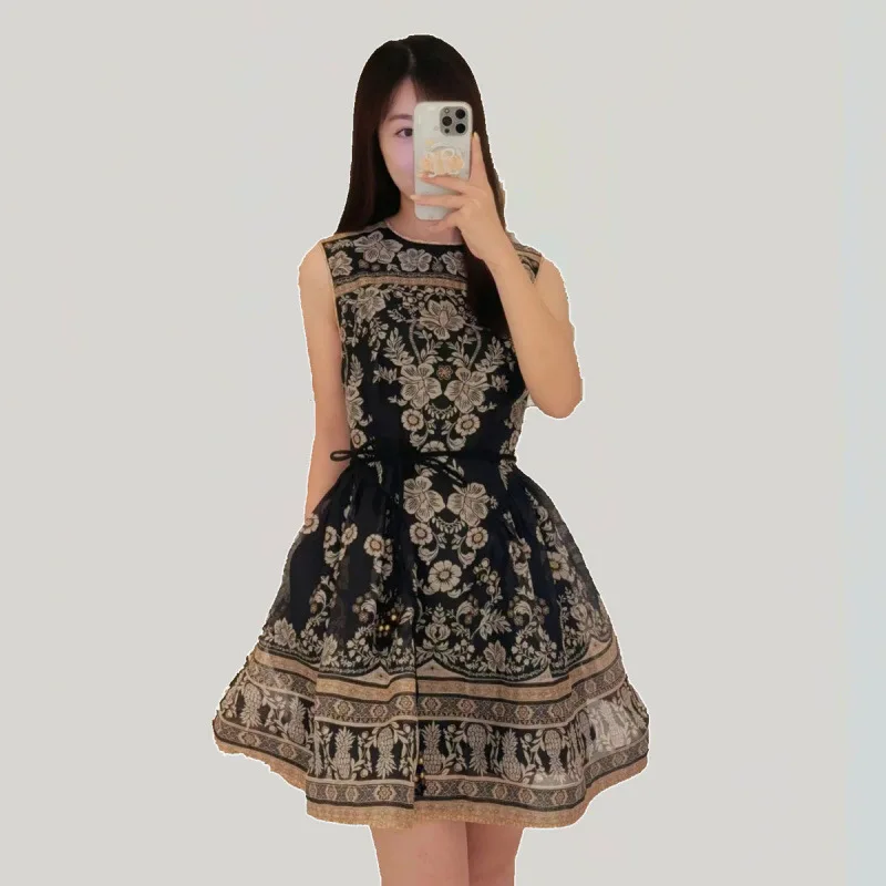 Ele Vintage rond Ne Slim Fit Svel Bell Bot Dr robe jupe complète taille haute Thi matériel saison d'automne