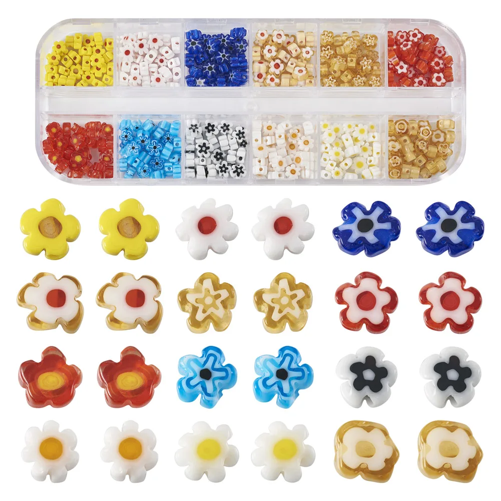 

360Pcs Handmade Millefiori Flower Lampwork Bead Cute Floral Glass Bead for DIY Bracelet Necklace Jewelry Making Decor Accessorie