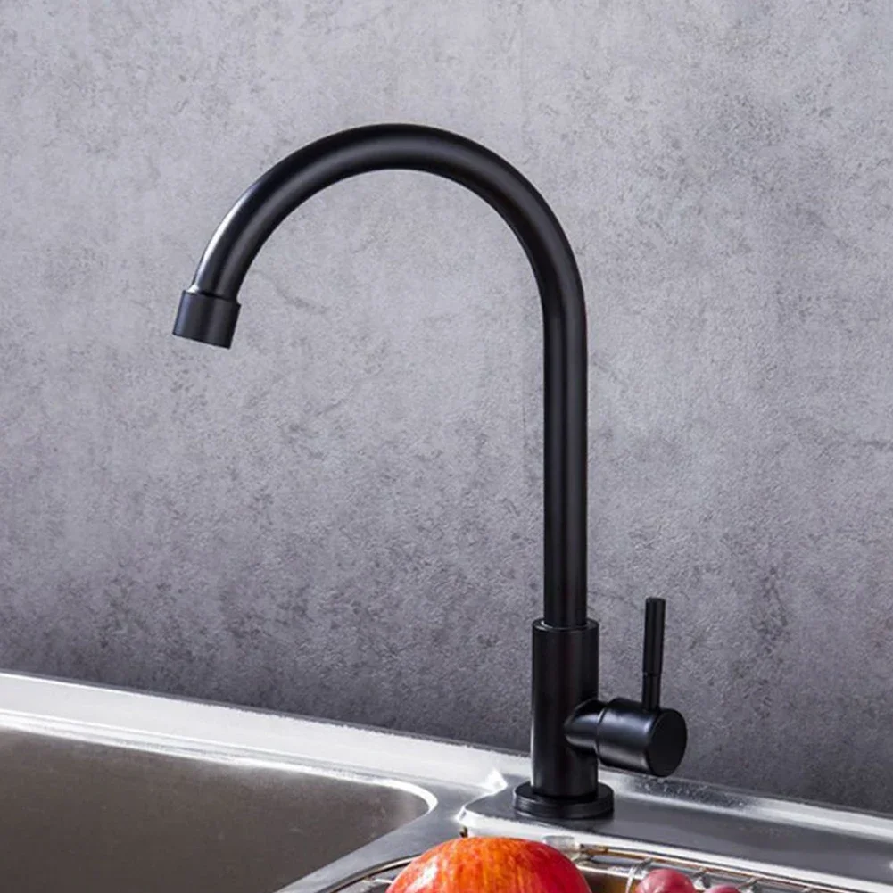 Nordic Matte Black Faucet Kitchen Faucet  For Sink Vessel Stainless Steel Single Cold Water Tap Water Faucet Europe Style