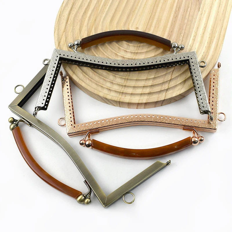 

1/2Pc Meetee 21cm Metal Purse Frame Embossed Women Handbag Wallet Lock Kiss Clasp Retro Bag Handle DIY Handmade Accessories