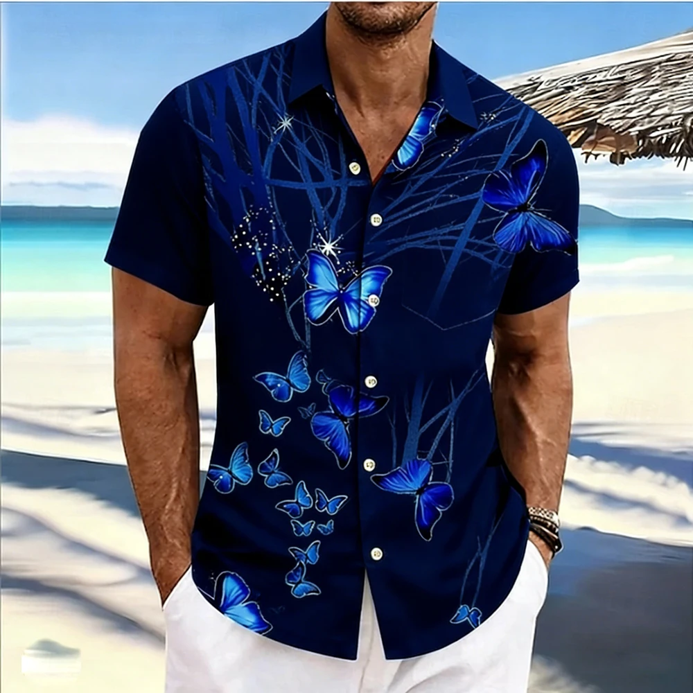 

Мужская весенняя новая рубашка с коротким рукавом, полосатая, в клетку, с натуральным высококачественным принтом, гавайская рубашка для отдыха на природе, одежда для мужчин.