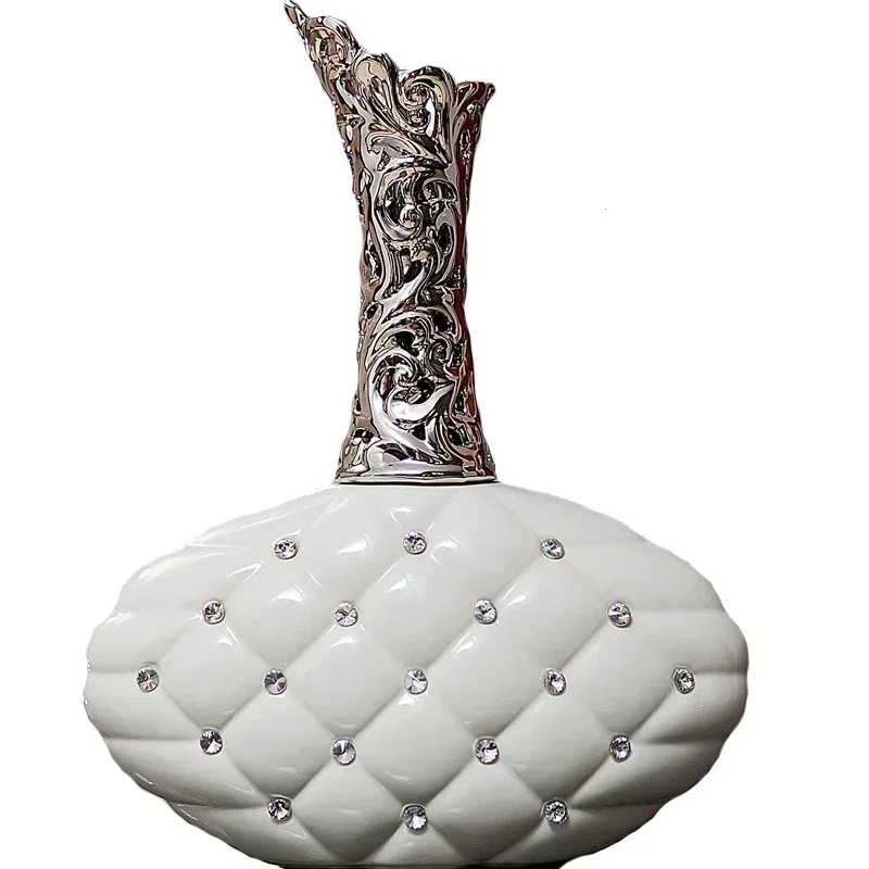 

Criatividade Branco prata diamante vaso de cerâmica sala estar decorações do desktop deporte casamento decoração para casa