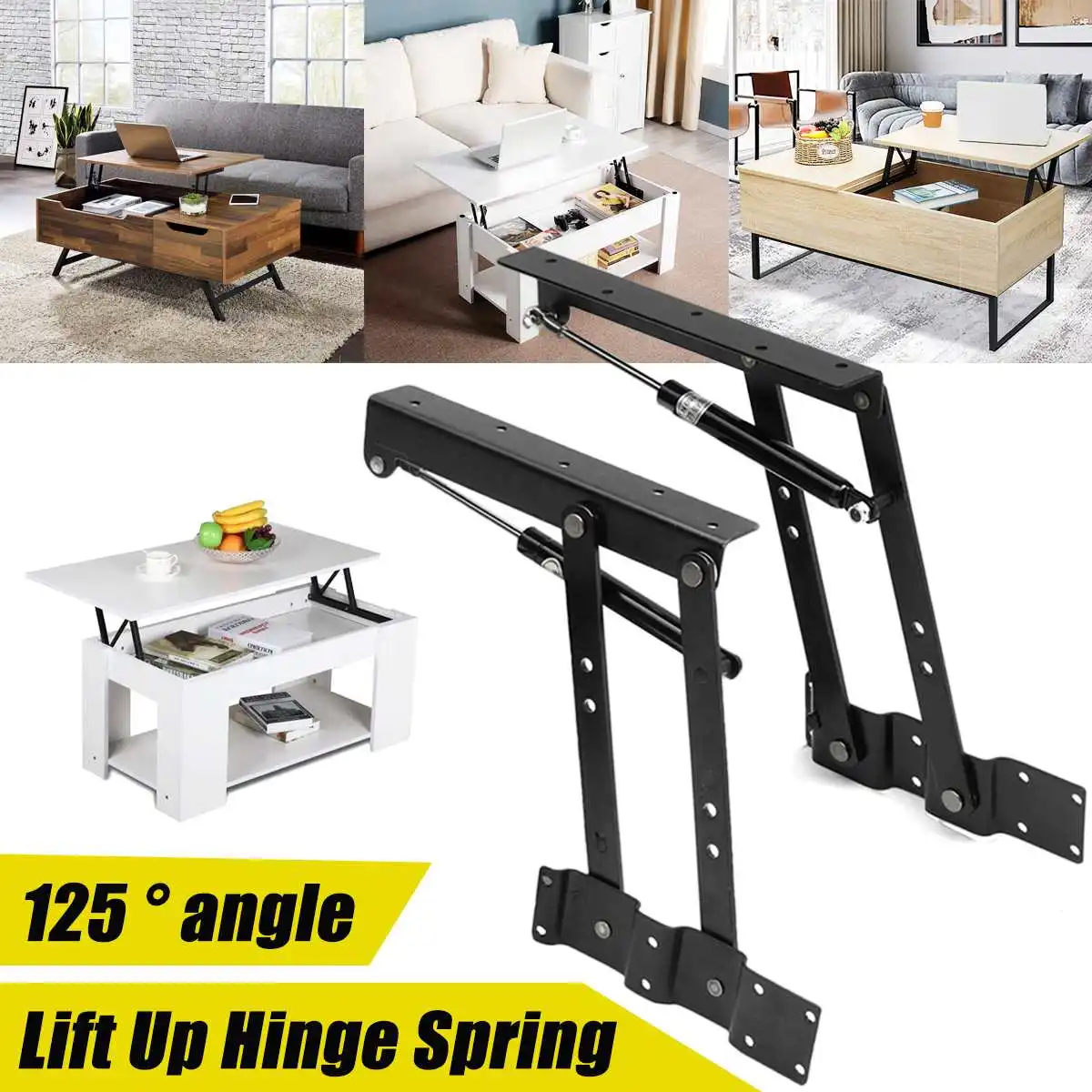 

Folding Spring Tea Table Hinge Lift Up Top Mechanism Hardware Lifting Rack Shelf For Computer Table Industrial Furniture