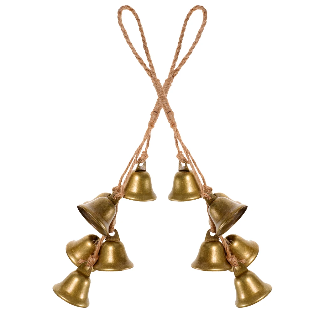 

2 Pcs Witch Bell Wind Chimes Iron Hemp Rope Hanging Decorative Bells Door Car Decoration Protective Metal naments