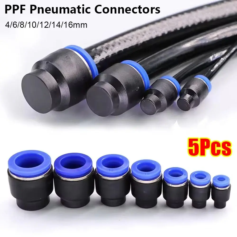 

5Pcs Durable PPF Pneumatic Connector Plastic 4/6/8/10/12/14/16mm Air Hose Sealing Connector Pipe Plug Pipe Fitting