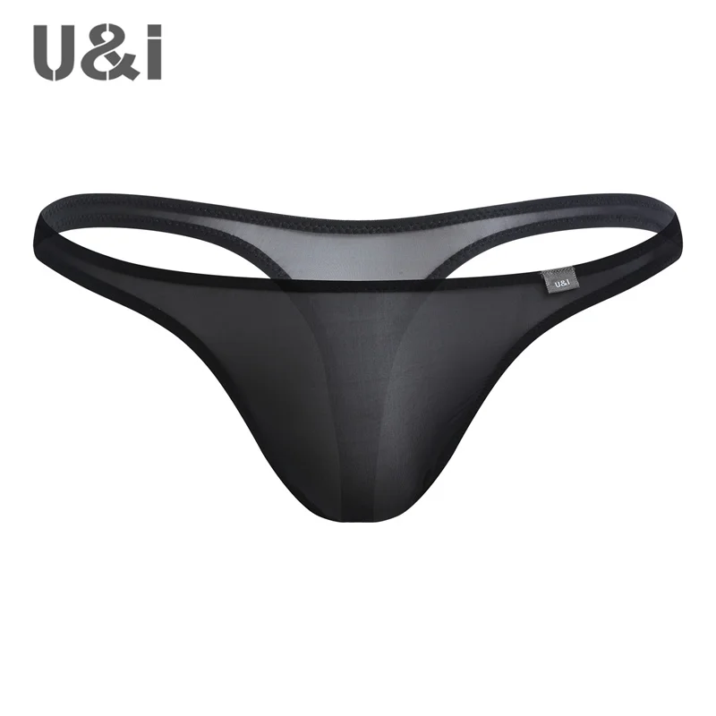 U＆I Sexy Thong Men\'s Ultra-thin 50g Transparent High Elasticity Breathable Nylon One-piece Upward T-Back Briefs