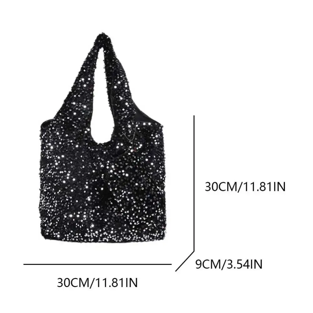 Borsa da sera casual Borsa tote con paillettes Borsa lucida Borsa a tracolla argento Borsa hobo grande moda Studenti