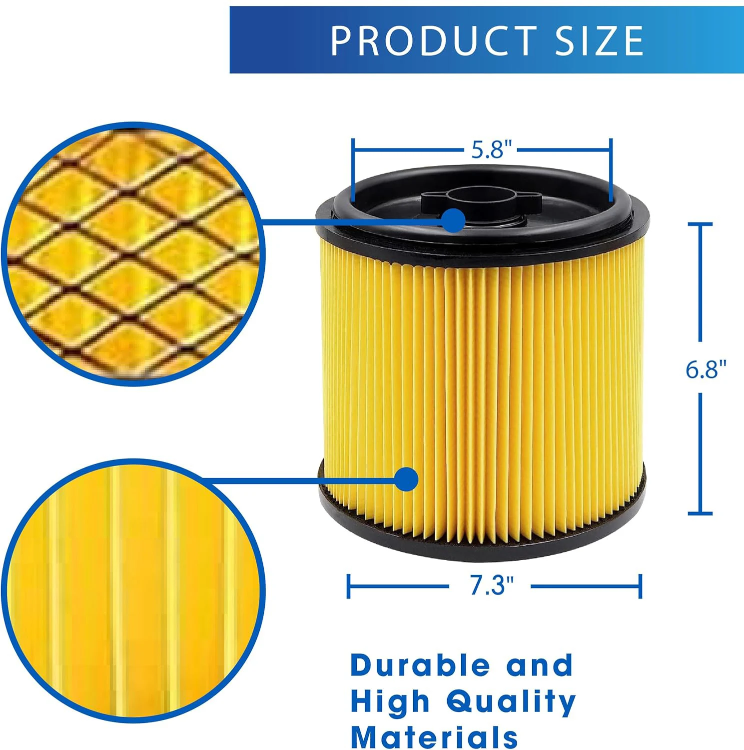 استبدال فلتر خرطوشة قياسي لمرشح Vacmaster VCFS، متوافق مع مرشح Vacmaster 5-16 جالون رطب/جاف #6