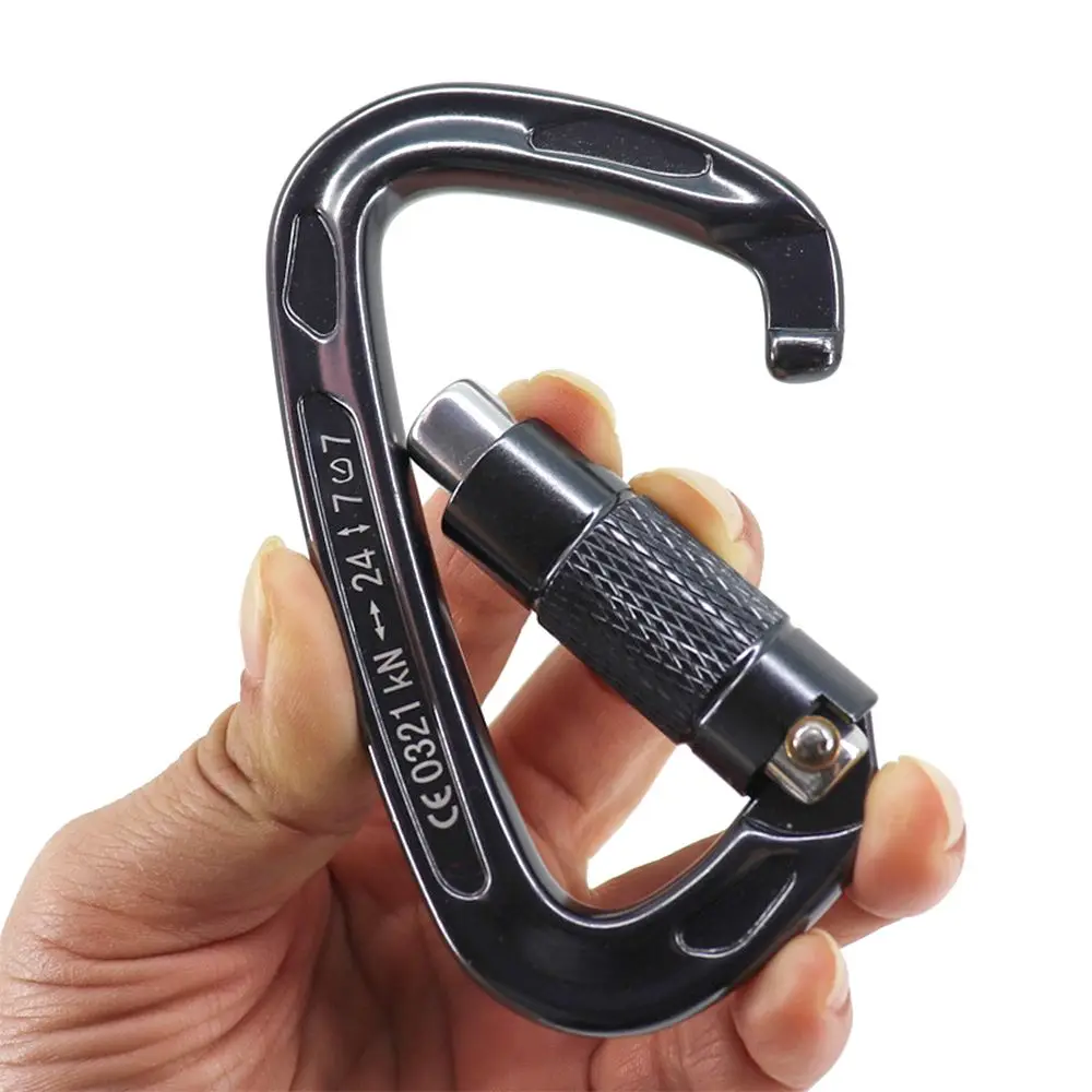 12KN Outdoor Automatic Lock Buckle D Shaped Carabiner Clasp Keyring Clip Camping Kits Rope Buckle Water Cup Buckle Climbing Tool