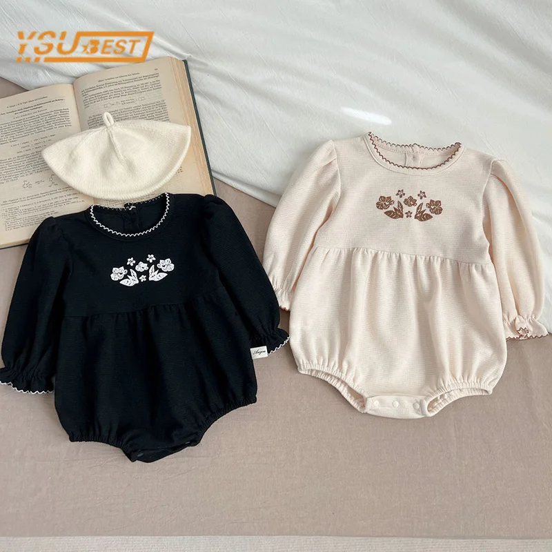 

0-3Y Infant Baby Girls Romper Long Sleeves Sweet Lace Flower Jumpsuit Spring Autumn Kids Baby Girls Princess Romper Clothes