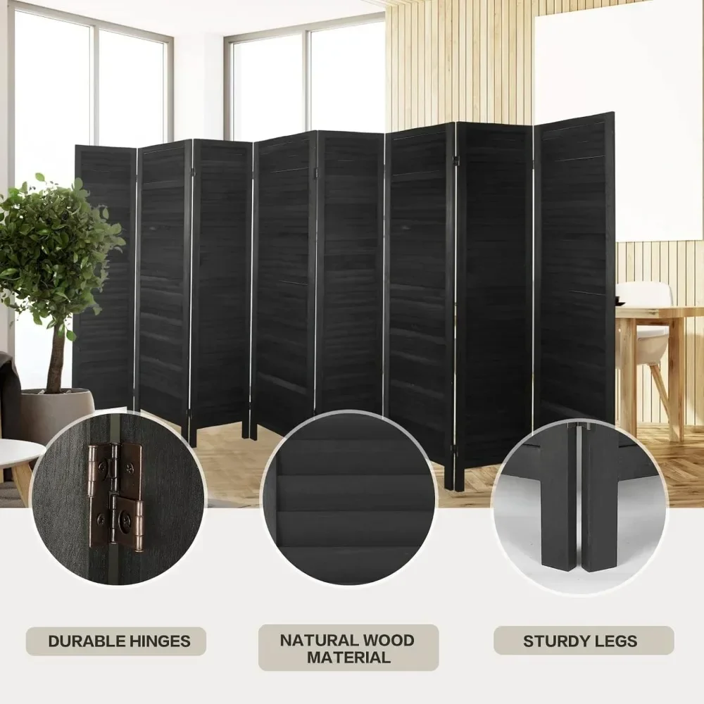 Room Divider, Folding Room Divider Privacy Screen  Wood Freestanding Louvered Divider Screen for Home Office Restaurant Bedroom