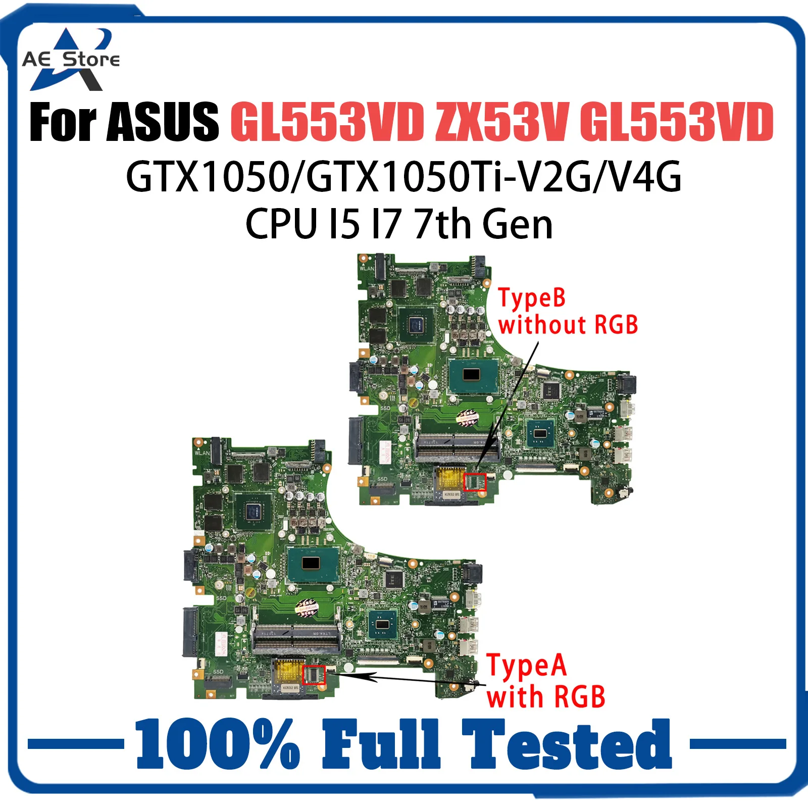 GL553V Mainboard ZX53V GL553VD GL553VE GL553VW FX553V ZX553V G553V Laptop Motherboard I5 I7 6th/7th Gen GTX1050/GTX1050Ti