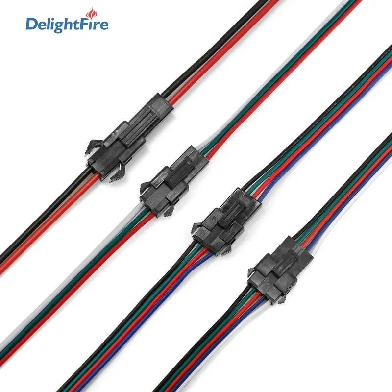 SM RGB LED Strip Connector 22/20AWG 2/3/4/5/6pin 5/10/50/100pair LED Cable Male Female Wire For 3528 5050 RGB RGBW LED Strip