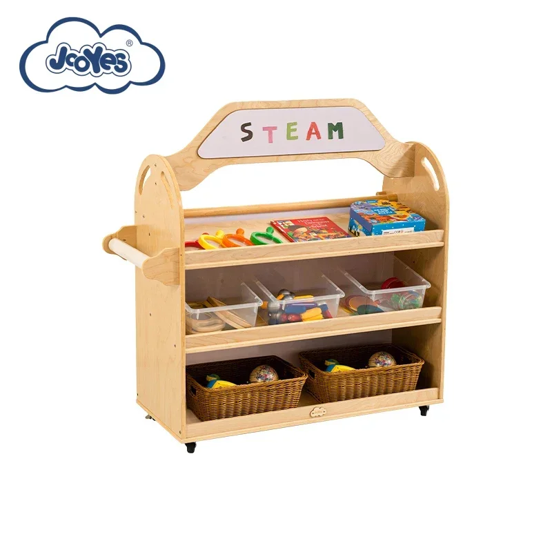 Hot selling preschool furniture steam moving cabinet kindergarten movable material cabinet