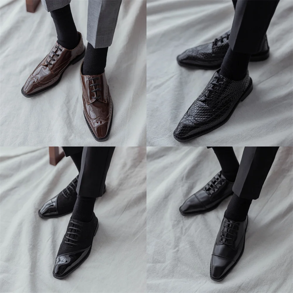 

Kaka Planet BJD Doll Shoes 75 British Carved Leather Shoes Matte Splicing Style Buckle Style Shoes for Boys in Doll Circle