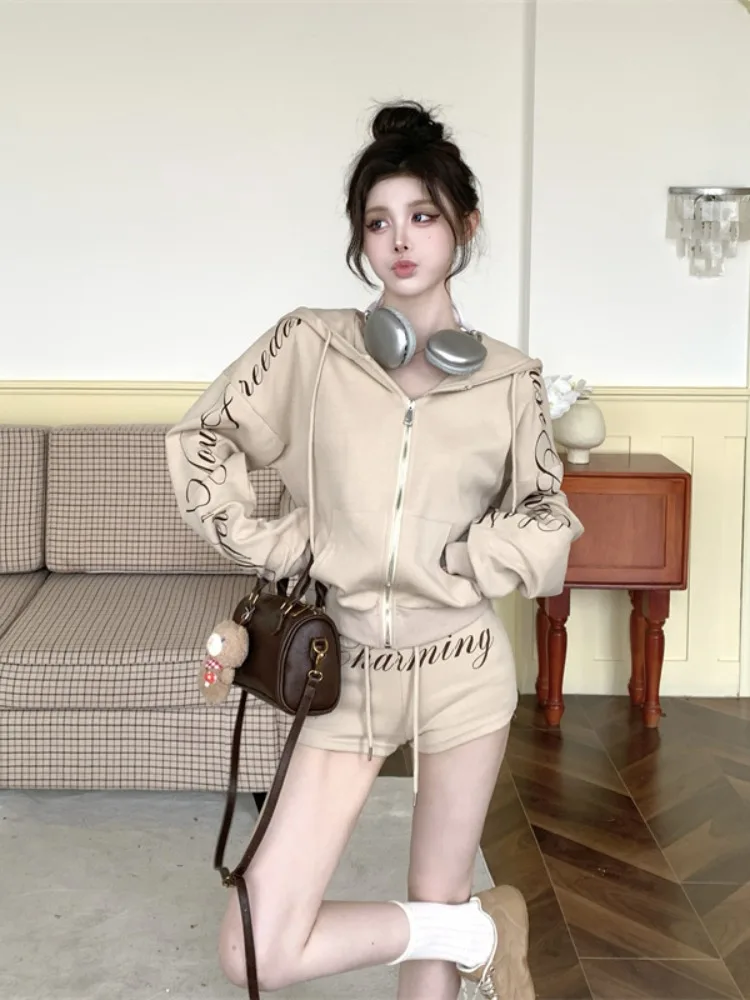 

Faionable Long Sve Hoodie And orts Set для женщин, утягивающий повседневный наряд с высокой талией, осенний комплект из двух предметов для поездок на работу Sle