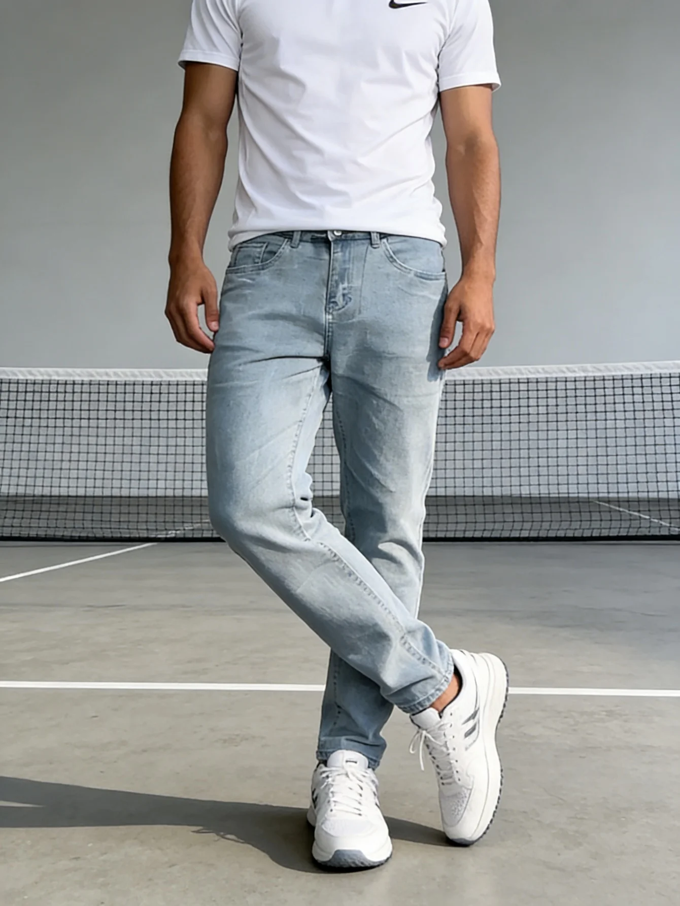 

Blue Slim Men's Jeans For Man Original Y2K Drip Trend Everyday Denim No accessories or belts included