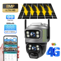 4G Solar Camera 8MP 4K Dual Lens PIR Human Detection  Night Vision Waterproof Security Video IP Camara Battery CCTV Monitor