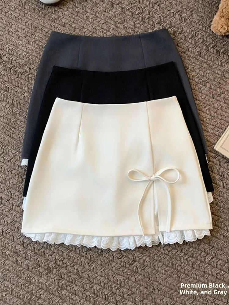 

Женская короткая юбка Spicy Girl с кружевными вставками и цветочным узором, весна-лето, с завышенной талией, А-силуэт