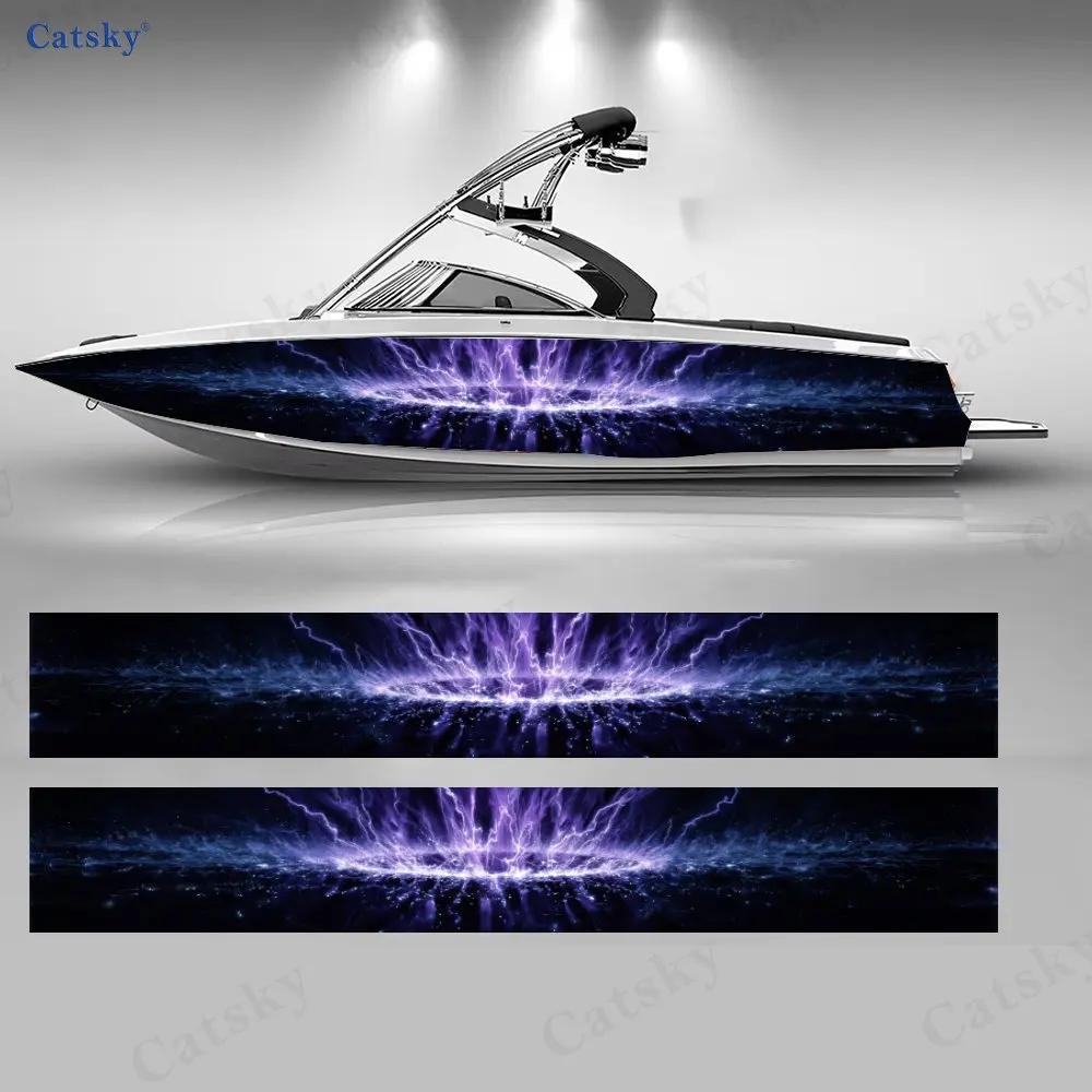 Purple Blue Star Glow Boat Stickers, PVC Waterproof Durable Vinyl Wrap Decals for Fishing Boats, Durable and Stylish Design