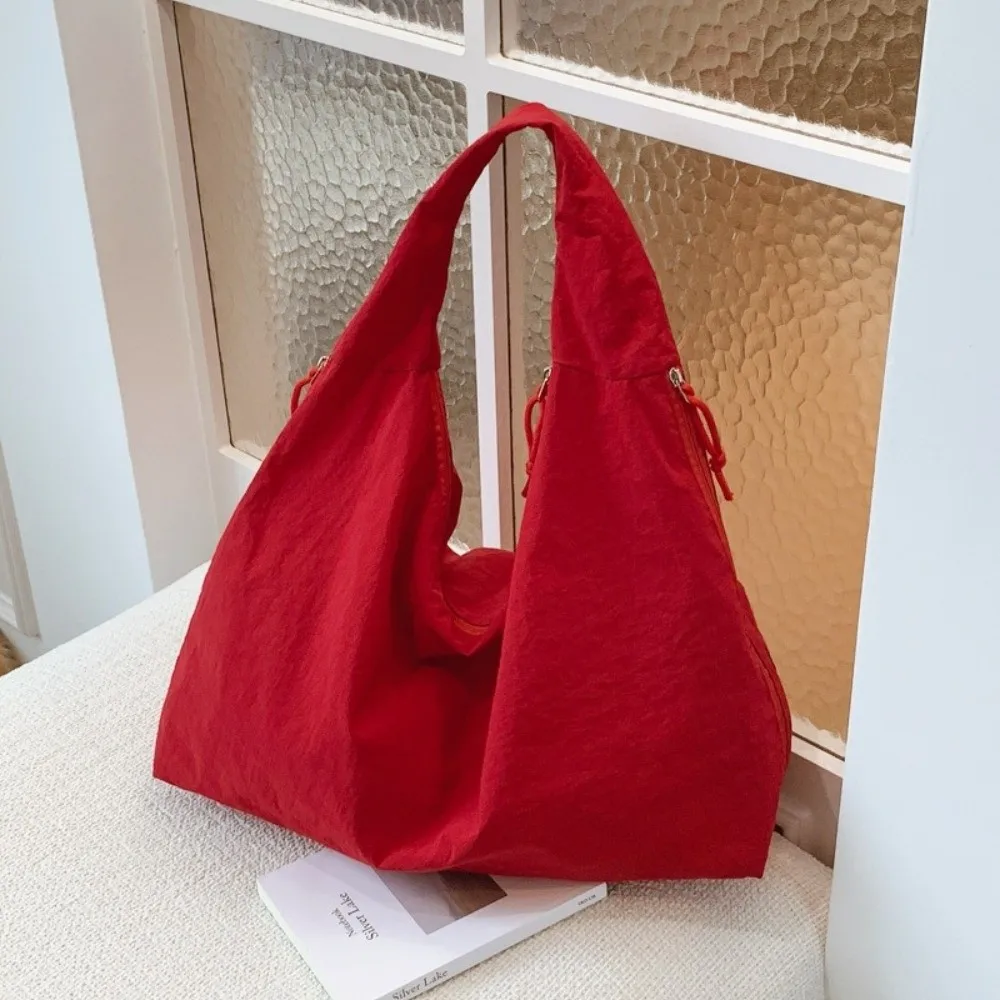 Neue Nylon-Schultertasche, Einfarbig, Große Kapazität, Unterarmtasche, Wasserdicht, mit Reißverschluss, Einkaufstasche für Frauen und Mädchen – Detail 19