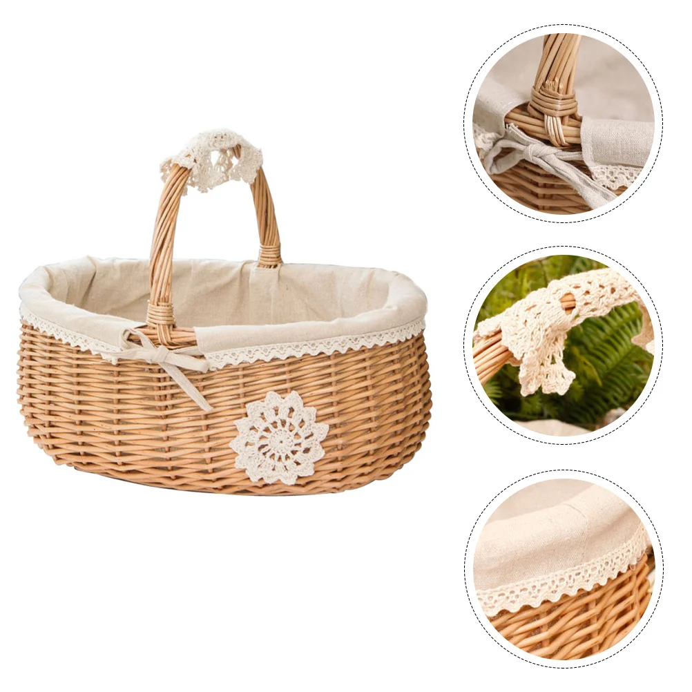 

Portable Vegetable Storage Basket Rustic Rural Style Basket for Home Garden Storage and Decoration
