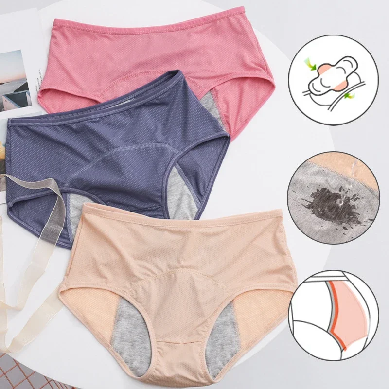 

xl~6xl Leak Proof Menstrual Briefs for Women Antibacterial Physiological Underwear Waterproof Period Panties Plus Size Pants