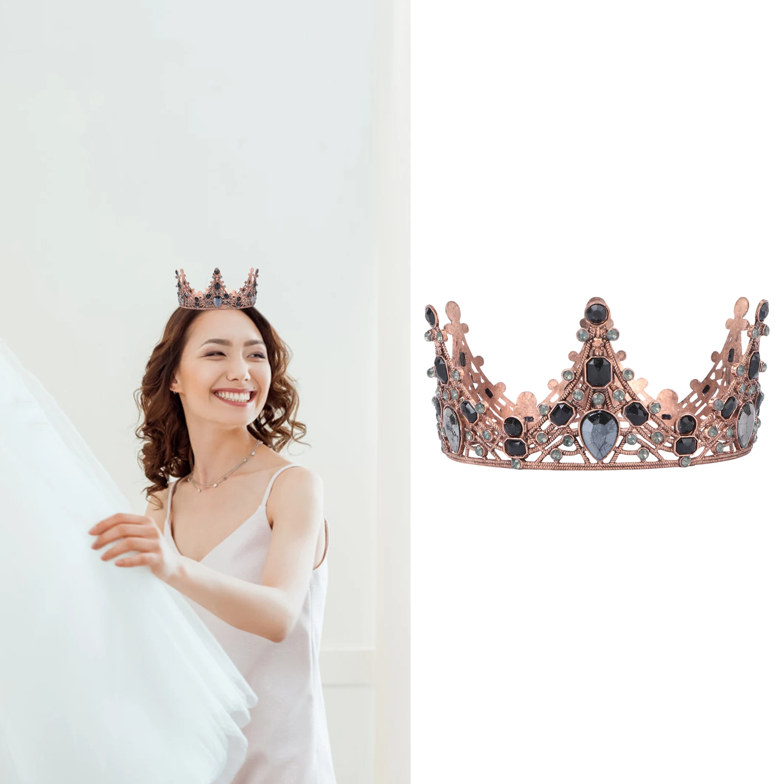 

Vintage Tiara Baroque Crown Retro for Women Wedding Hair Bridal Accessories Girls
