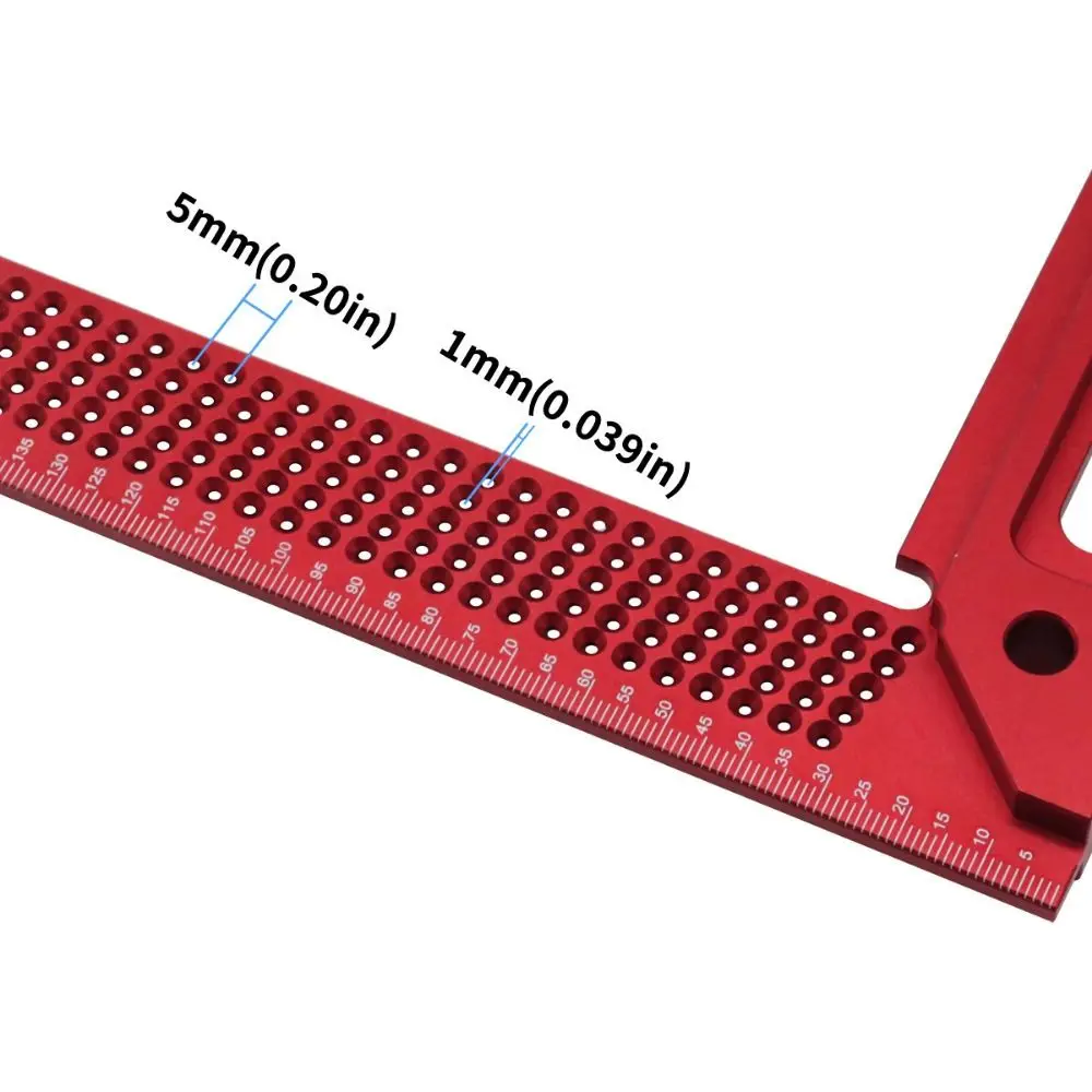 

300MM L-Type Holes Ruler 45/90 Degrees Precision Scribing Marking Gauge Practical Aluminum Alloy Corner Positioning Ruler