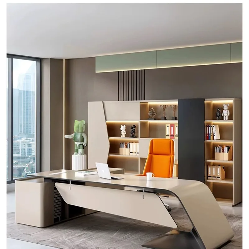 L shaped Luxury Modern Executive Office Desk Furniture Desk Italianoffice Table and Chair Set Modern Design boss Desk Luxury