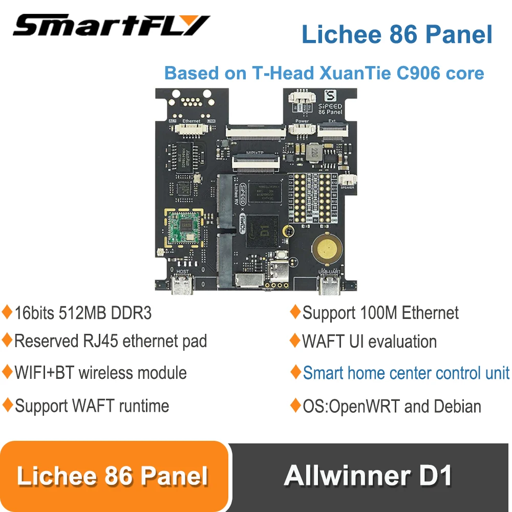 Sipeed Lichee RV86 Panel Nezha ALLWINNER D1 Smart Home Central Control Development Board Supports OpenWRT Debian WAFT Runtime